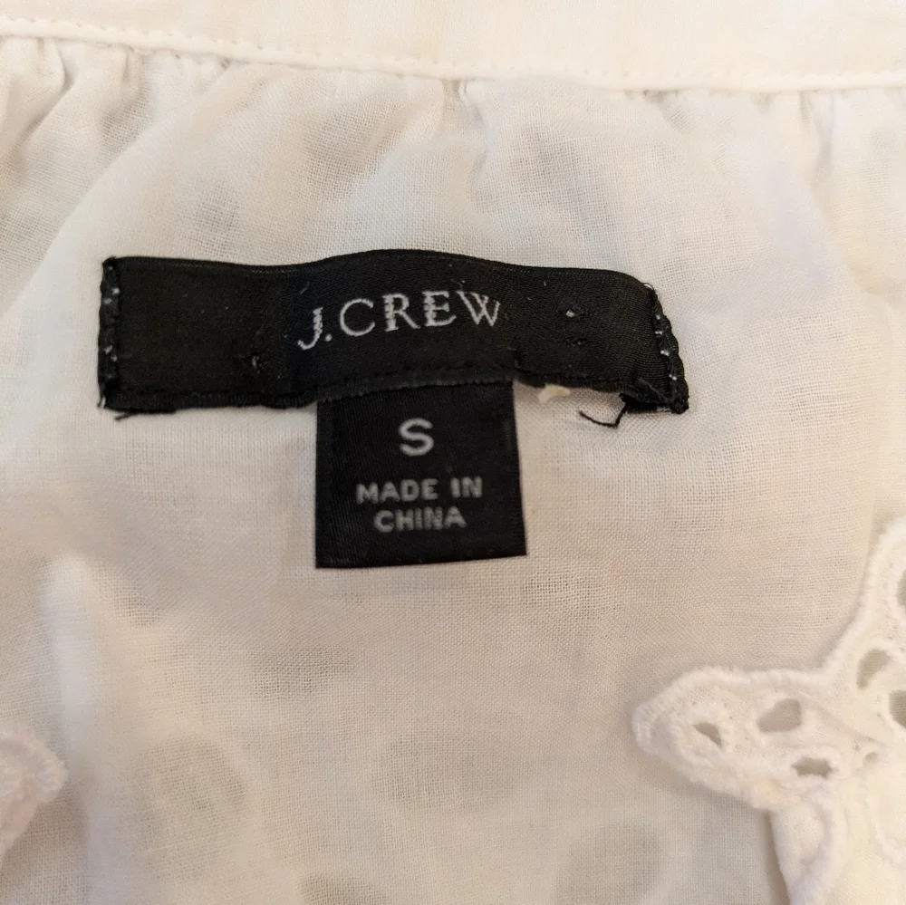 J Crew White Eyelet Tiered Dress Size S